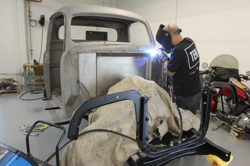 Fixing a damaged firewall and floor on a 1952 Ford F1 pickup truck cab